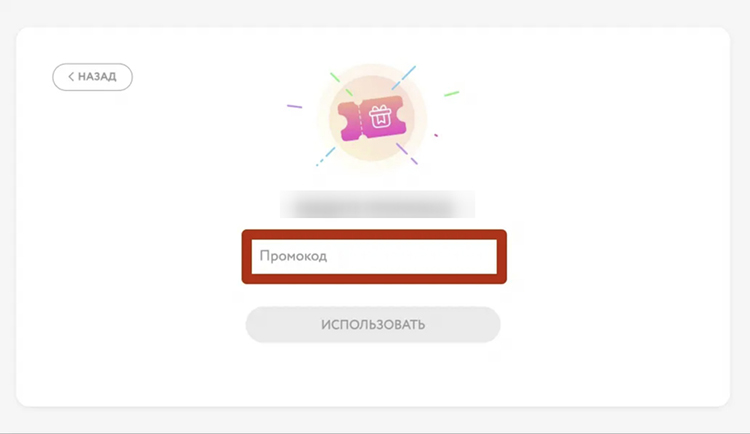 Ввод промокода